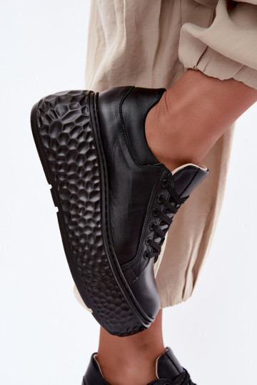 Leren sneakers met platform Zazoo N1000S4, zwart