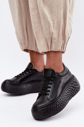 Leren sneakers met platform Zazoo N1000S4, zwart 2