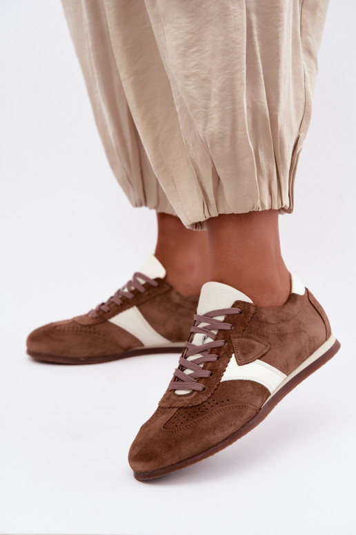 Faux suede sneakers Zazoo N1412, bruin