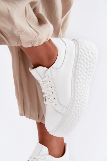 Leer Sneakers model schoenen met platform Zazoo N1000S4 Initte kleur
