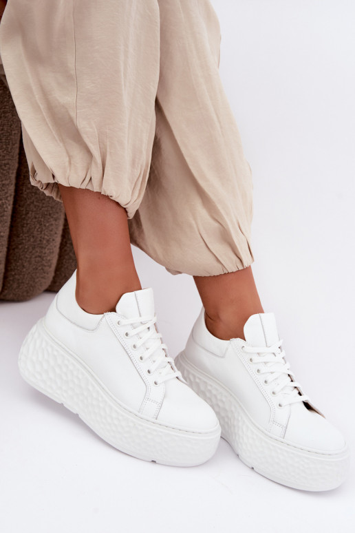 Leren sneakers met platform Zazoo N1000S4, wit
