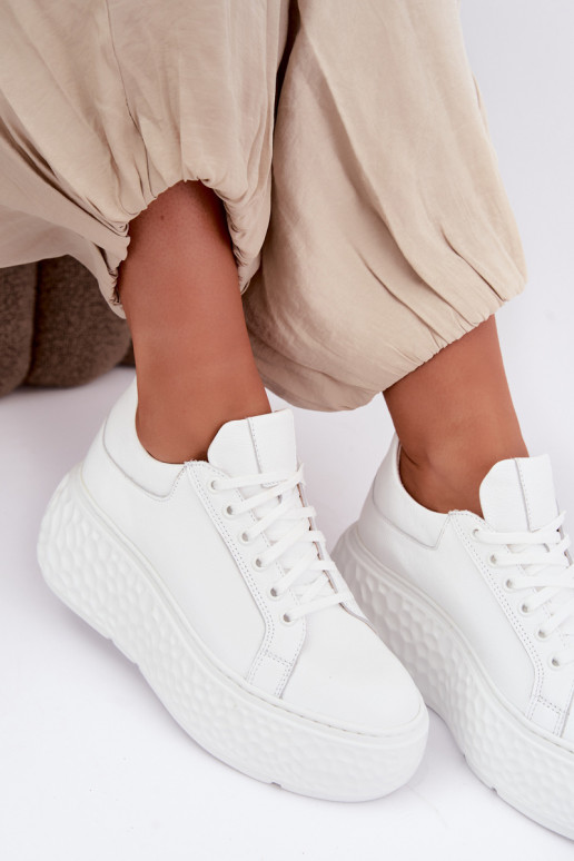Leren sneakers met platform Zazoo N1000S4, wit