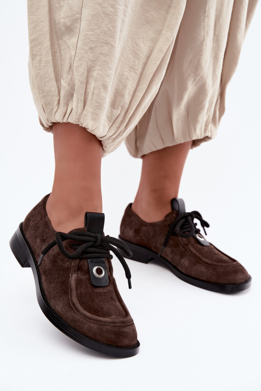 Barefoot dameschoenen van faux suede D&A CR62-3460 in chocoladekleur