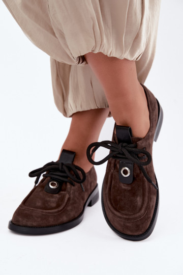 Barefoot dameschoenen van faux suede D&A CR62-3460 in chocoladekleur 2