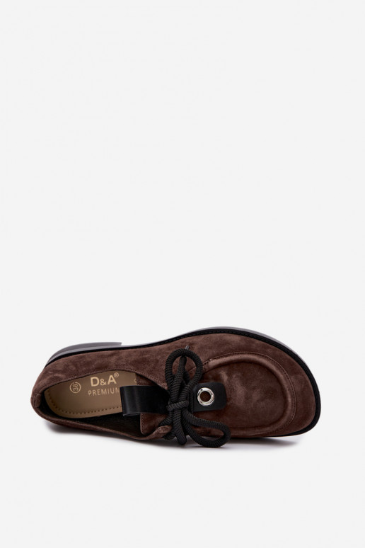 Barefoot dameschoenen van faux suede D&A CR62-3460 in chocoladekleur