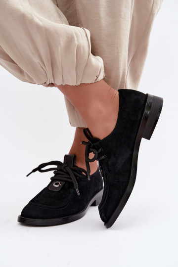 Barefoot dameschoenen van faux suede D&A CR62-3460 in zwarte kleur