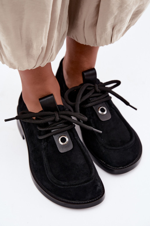 Barefoot dameschoenen van faux suede D&A CR62-3460 in zwarte kleur