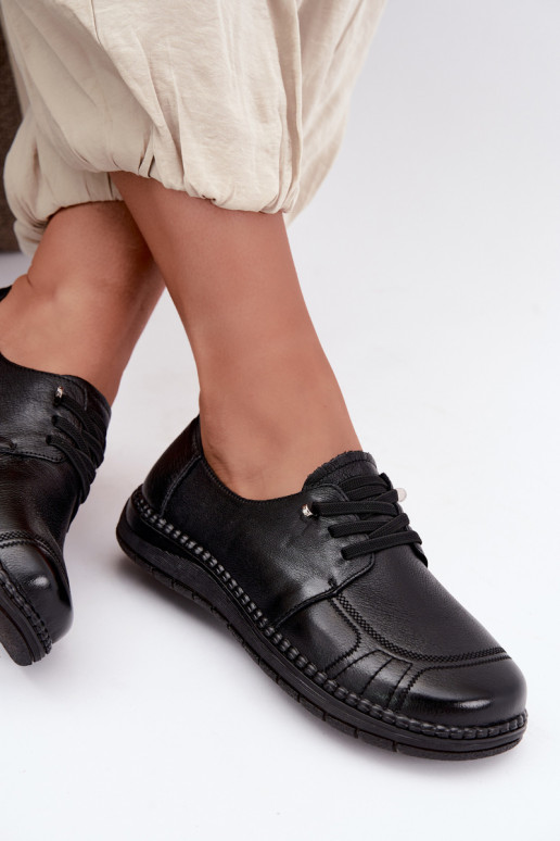 Dameschoenen van natuurlijk leer Vinceza 107240 in zwarte kleur