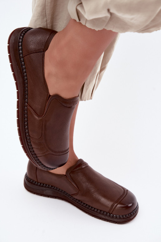 Instap damesleren schoenen Vinceza 107241 in bruine kleur