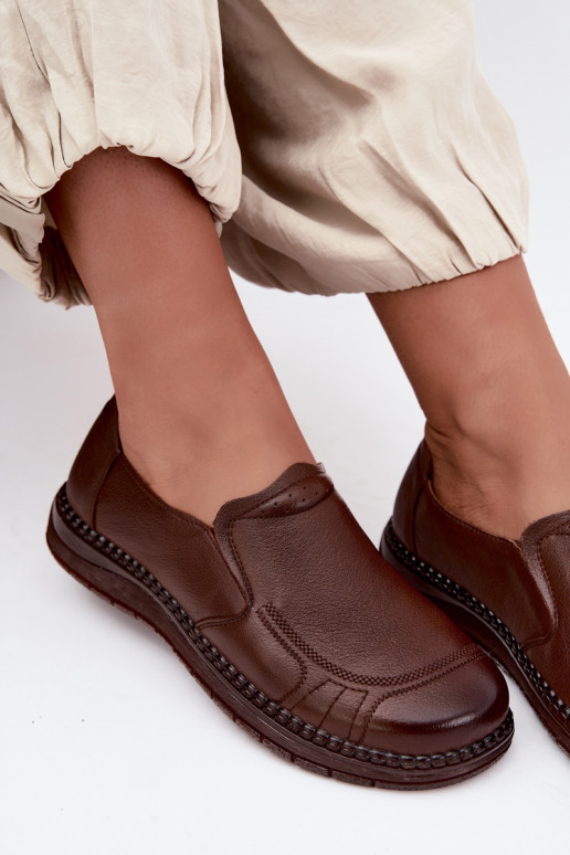 Instap damesleren schoenen Vinceza 107241 in bruine kleur