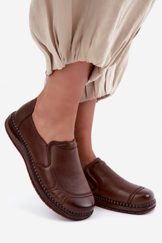 Instap damesleren schoenen Vinceza 107241 in bruine kleur
