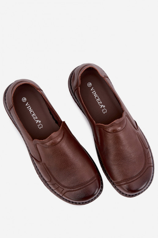 Instap damesleren schoenen Vinceza 107241 in bruine kleur