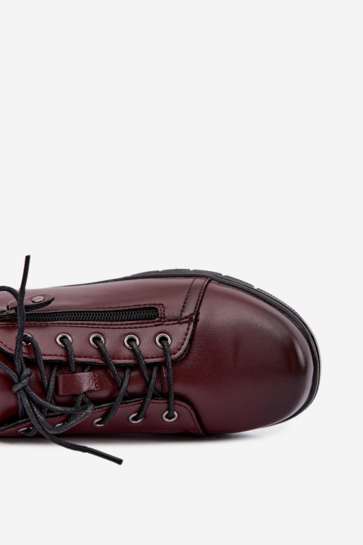 Dameschoenen van leer met platform Vinceza 39964 in bordeauxkleur