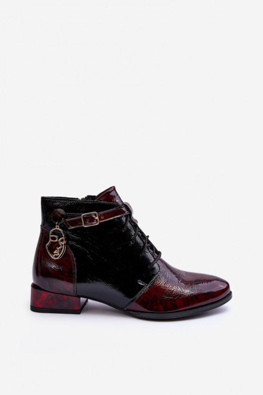 Bordeaux kleur dames enkellaarsjes Avalynė Tai turiciejka 5743A-23