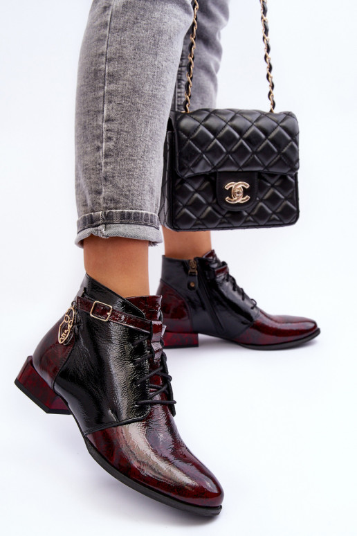Bordeaux kleur dames enkellaarsjes Avalynė Tai turiciejka 5743A-23