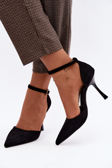 Ladessa zwarte suède schoenen met bandjes 2
