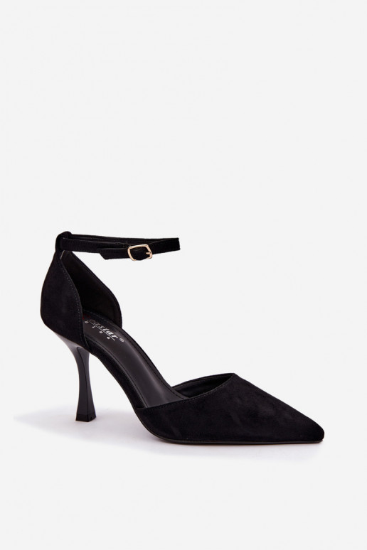 Ladessa zwarte suède schoenen met bandjes