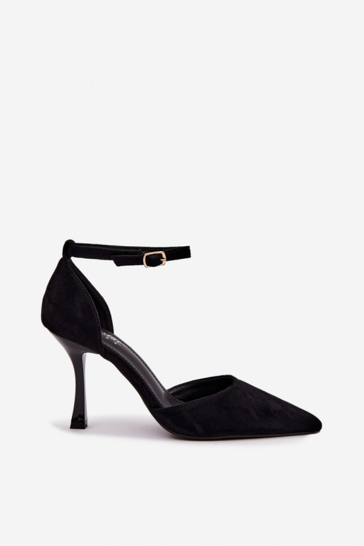 Ladessa zwarte suède schoenen met bandjes