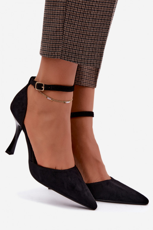 Ladessa zwarte suède schoenen met bandjes