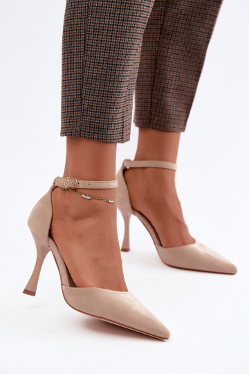 Faux suede schoenen met bandjes in zandkleur Ladessa