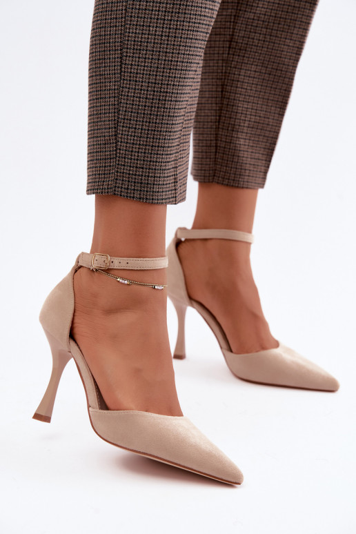 Faux suede schoenen met bandjes in zandkleur Ladessa
