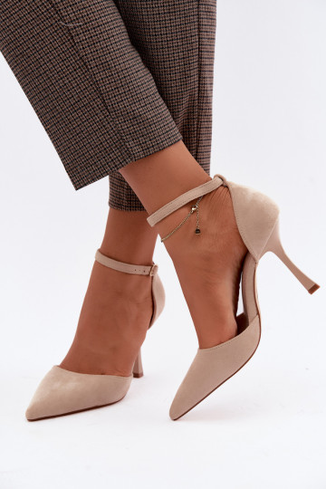 Faux suede schoenen met bandjes in zandkleur Ladessa 2