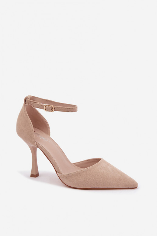 Faux suede schoenen met bandjes in zandkleur Ladessa