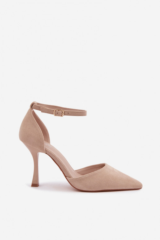 Faux suede schoenen met bandjes in zandkleur Ladessa