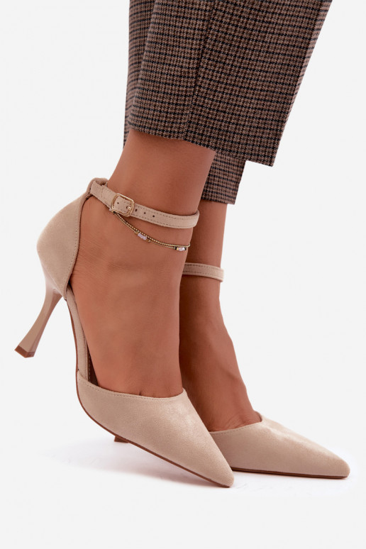 Faux suede schoenen met bandjes in zandkleur Ladessa