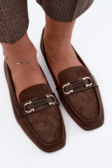 Mocassins met decoratieve elementen in bruine kleur Evelora 2