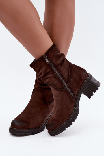 Geïsoleerde dames enkellaarsjes met ruches Klocke S.Barski HY62-8100 in chocolade kleur 2