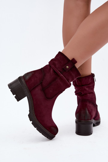 Geïsoleerde dames enkellaarsjes met ruches Klocke S.Barski HY62-8100 in bordeaux kleur 2