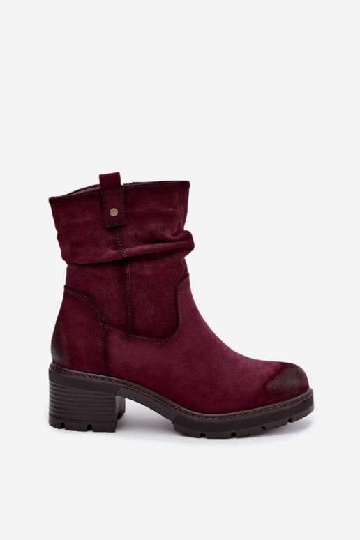 Geïsoleerde dames enkellaarsjes met ruches Klocke S.Barski HY62-8100 in bordeaux kleur