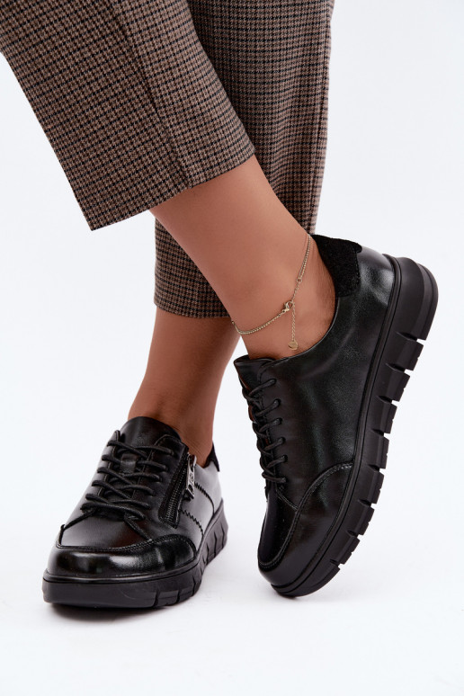 Faux leren schoenen Vinceza 13130 in zwarte kleur
