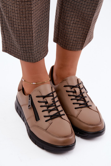 Faux leren schoenen Vinceza 13130 in zandkleur