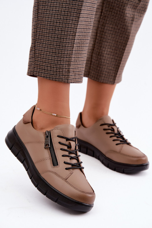 Faux leren schoenen Vinceza 13130 in zandkleur