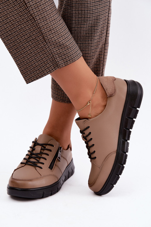 Faux leren schoenen Vinceza 13130 in zandkleur