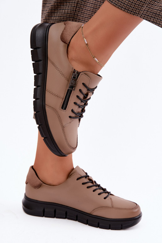 Faux leren schoenen Vinceza 13130 in zandkleur