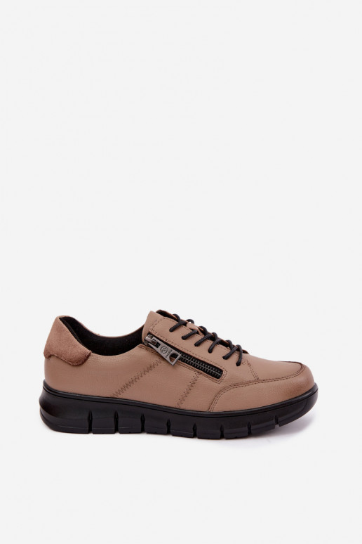 Faux leren schoenen Vinceza 13130 in zandkleur