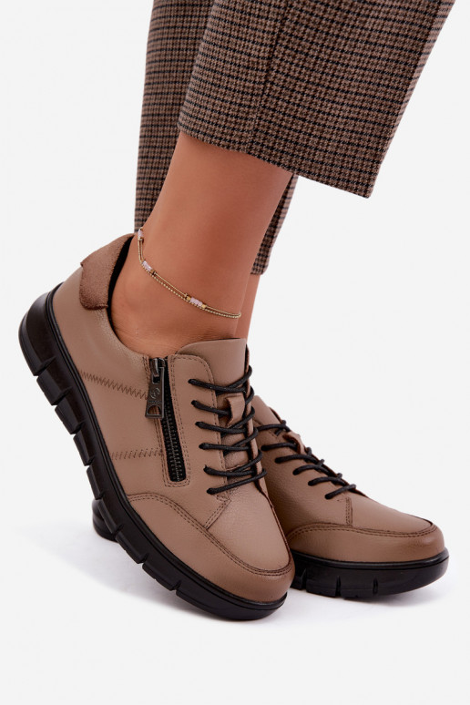 Faux leren schoenen Vinceza 13130 in zandkleur