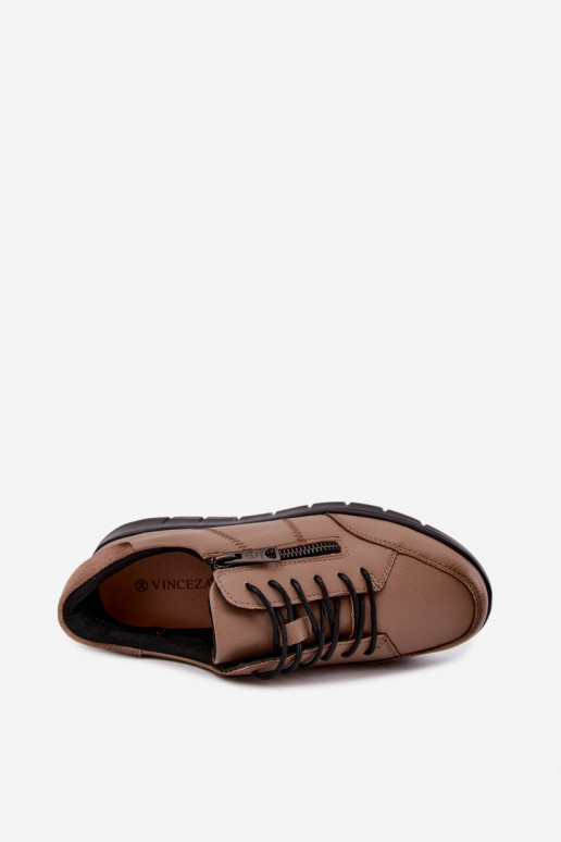 Faux leren schoenen Vinceza 13130 in zandkleur