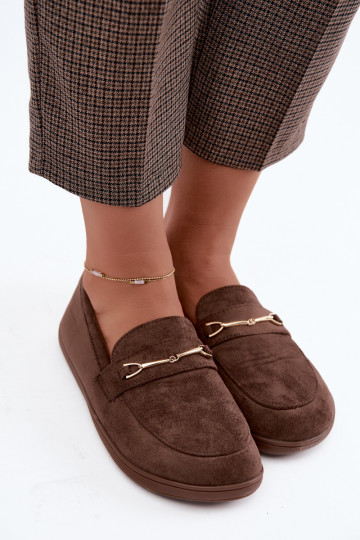 Gouden mocassins Barefoot Ze met bruine details Paresa