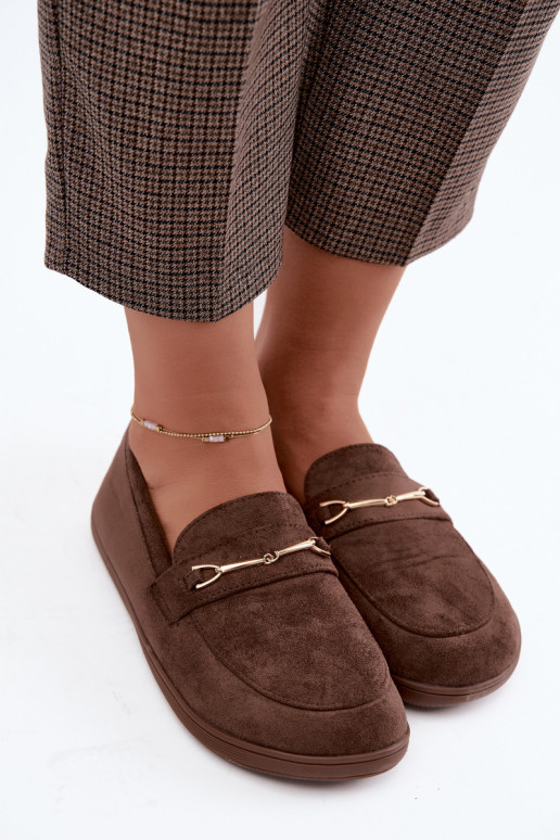 Gouden mocassins Barefoot Ze met bruine details Paresa