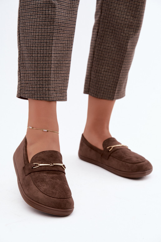 Gouden mocassins Barefoot Ze met bruine details Paresa