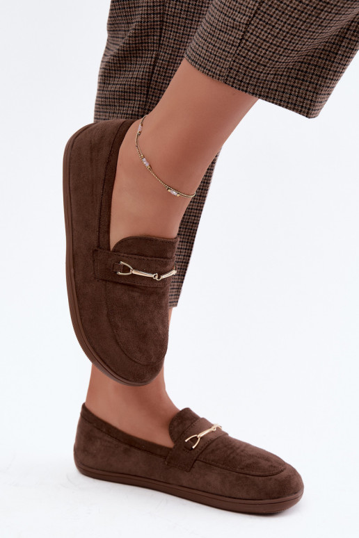 Gouden mocassins Barefoot Ze met bruine details Paresa