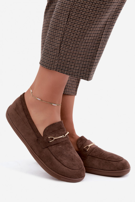 Gouden mocassins Barefoot Ze met bruine details Paresa