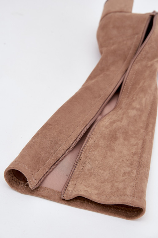 Klassieke laarzen tot de knie van faux suede in zandkleur Sergio Leone KZ205