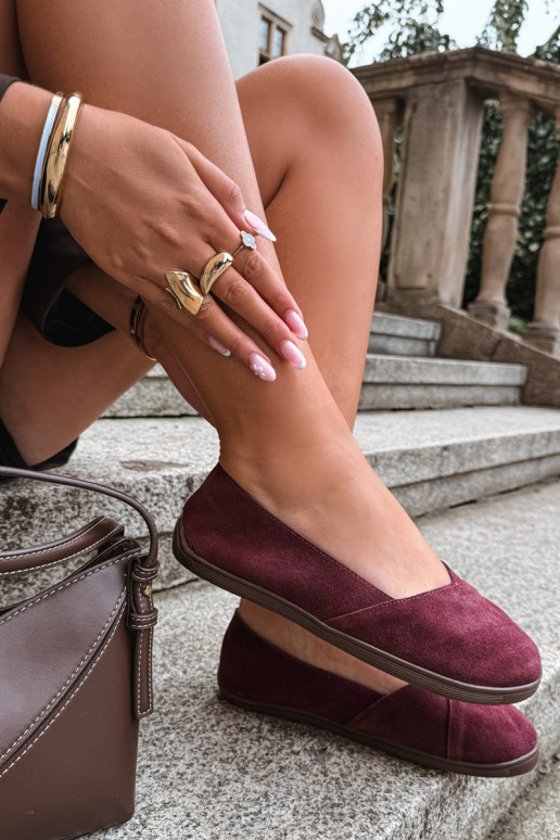 Bordeaux dames ballerina's van faux suede Mirelia
