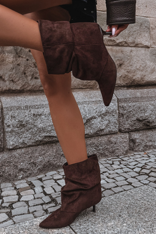 Instap enkellaarsjes met hakken van faux suede Loralia