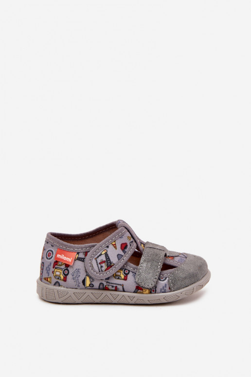 Kinderslippers Milami met plakkende sluitingen in grijs